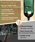 Comparison of internal components of 5 Pin Lift Chair Remote For Two Motor Golden And Ultra Comfort Chairs With 11 Button Layout Sit Or Home Button Replacement Hand Controller and a defective controller.