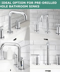 8 Inch Polished Chrome Widespread Bathroom Sink Faucet For 3 Hole Vanity With cUPC Certified Supply Lines