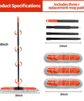 36 Inch Commercial Janitor Broom And Dust Mop Set with telescoping pole and three cotton pads for easy cleaning.