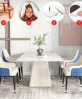 Dining chairs with round glide pads on legs to protect carpet and hardwood floors, showcasing Chair Sliders For Carpet And Hardwood Floors, 16 Pack.