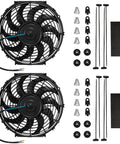 Beat The Heat Shop Grade 12 Inch Curved Electric Radiator Cooling Fan Push Pull Rig With Bolt On Mount Kit two pack with accessories