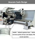 Zero Fuss Operation On This 8X16 Mini Metal Lathe Features A Quiet Gearless Drive And Snap Switch Metric Inch Dialing Perfect For Weekend Hustlers Knocking Out Custom Parts 1100W Benchtop Mill 110V with accurate scale design showing handles and tailstock displays.