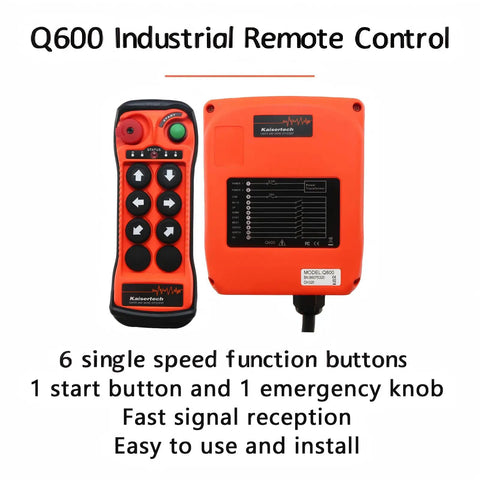 Six Button Industrial Wireless Crane Hoist Remote Control With 100 Meter Range, Built Tough Heavy Duty IP65 Weatherproof Transmitter.