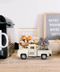 Coffee Bar Metal Truck Decor With Mini Diecast Truck Coffee Beans Burlap Sack Vintage Farmhouse Tiered Tray Accent on tabletop