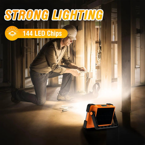 Super Bright 120W Solar Rechargeable Work Light With 144 LEDs Providing 10000LM Four Modes Portable Flood Light with Stand