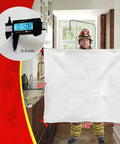Firefighter holding 40x40 inch emergency fire blanket, showcasing thickness and material. Emergency Fire Blankets For Home Kitchen And Office 4 Pack 40x40 Inches Flame Retardant Safety Blanket Set.