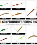 264 Piece Fishing Accessories Kit With Organized Tackle Box Includes Weights Sinker Jig Hooks Swivels Beads Nails Drop Shot Weights Bullet Weights And 10 Ready To Go Rigs For Bass And Trout features 10 diverse fishing rigs image