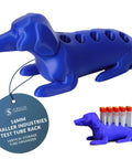 Dachshund Shaped Test Tube Rack For 16mm Lab Tubes Vertical Storage That Holds 10 Glass And Plastic Tubes Vial Holder Phlebotomy Gear Royal Blue Desk Sidekick