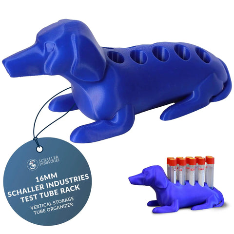 Dachshund Shaped Test Tube Rack For 16mm Lab Tubes Vertical Storage That Holds 10 Glass And Plastic Tubes Vial Holder Phlebotomy Gear Royal Blue Desk Sidekick