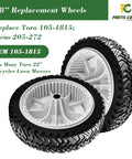 Two Heavy Duty Replacement Front Drive Wheel Gear Assemblies For Toro 22 Inch Recycler Lawn Mower Fits Multiple 20001 Through 20111 Models Pack Of Two, showing detailed tread pattern and hub design of the wheels.