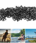 120 Piece Quick Change Spinner Clevis Set With Durable Plastic Blades Rotating Snaps in black for fishing tackle.
