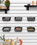 12 Pack Slatwall Bins With Hooks Set Plastic Slatwall Organizer Bins And Metal Slatwall Hooks for Craft Room Storage