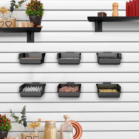 12 Pack Slatwall Bins With Hooks Set Plastic Slatwall Organizer Bins And Metal Slatwall Hooks for Craft Room Storage