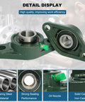 Four Pack Pillow Block Bearing Three Quarter Inch Bore Flange Mount Self Aligning Cast Iron Housing With Set Screw Locking