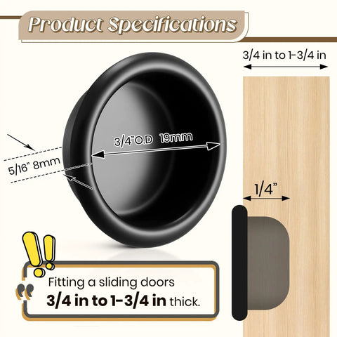 Dimensions of 16 Pack Closet Door Finger Pulls For Cabinets And Sliding Doors Three Quarters Inch Round Recessed Handles