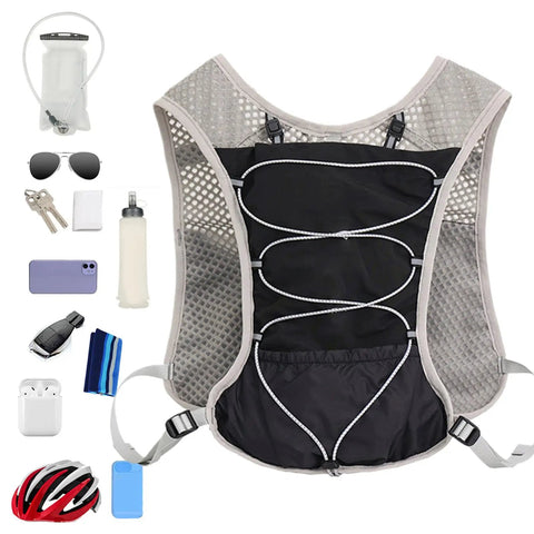 5L Reflective Hydration Running Vest with modular storage system and cycling gear, lightweight and breathable fabric