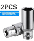2-Piece 19mm Deep Sockets Set For Three Eighths Inch Drive 6-Point Corrosion Resistant on display
