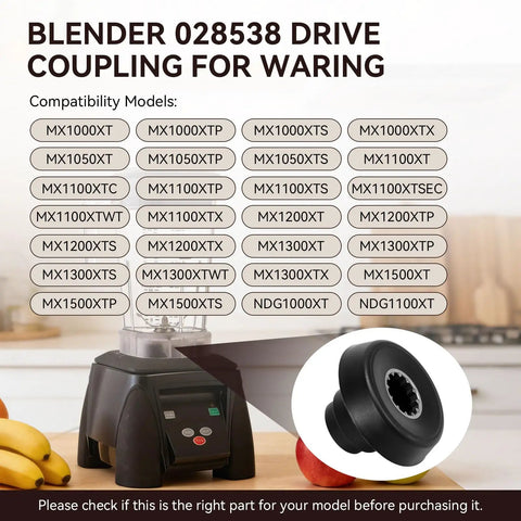 Heavy Duty Blender Drive Coupling Replacement For Xtreme Series Commercial Blenders High Torque Drive Socket Fits MX1000XT MX1100XT MX1200XT MX1050XT MX1300XT MX1500XT And Other Xtreme Series Models, black polymer