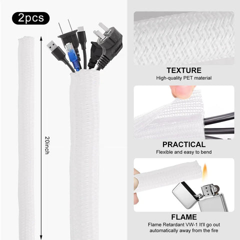 All In One Cable Management Kit With 2 Durable Sleeves 100 Zip Ties 15 Adhesive Clips 10 Cable Clips And 10 Reusable Ties for TV