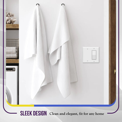 Kitchen wall with a combination decorator rocker and blank outlet wall plate 2 gang standard size 4.50 by 4.57 inch in white finish.