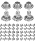 Double Cap Leather Rivets Snap Fasteners Kit Silver 100 Sets For Leather Crafting Handbags Belts And Bags With Easy Hand Install No Tool Required Decorative Metal Snaps, silver metal rivets
