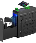 Slick Fingerprint Biometric Gun Safe With Slider Bedside Design For Handgun Quick Access, black steel with LED and biometric scanner.