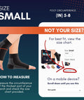 Heavy Duty 20 To 30 MmHg Ankle Brace And Compression Socks For Men And Women, size small guide and measurement instructions.