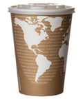 Compostable 32oz Lined Paper Bowls Case Of 500 Renewable Disposable Round Containers With Plant Based PLA Liner Eco Friendly Takeout Dishes ASTM Compliant And BPI Certified Lids Sold Separately with world map print