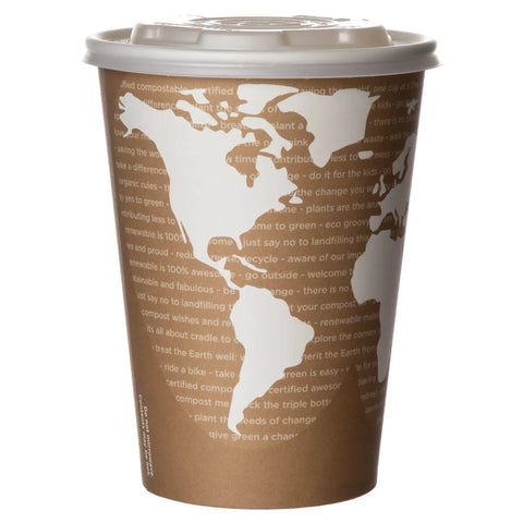 Compostable 32oz Lined Paper Bowls Case Of 500 Renewable Disposable Round Containers With Plant Based PLA Liner Eco Friendly Takeout Dishes ASTM Compliant And BPI Certified Lids Sold Separately with world map print