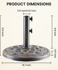 Product dimensions of Beefy 22 Pound Heavy Duty Outdoor Umbrella Base With Weather Resistant Resin, Rust Proof Coating And Bronze Finish