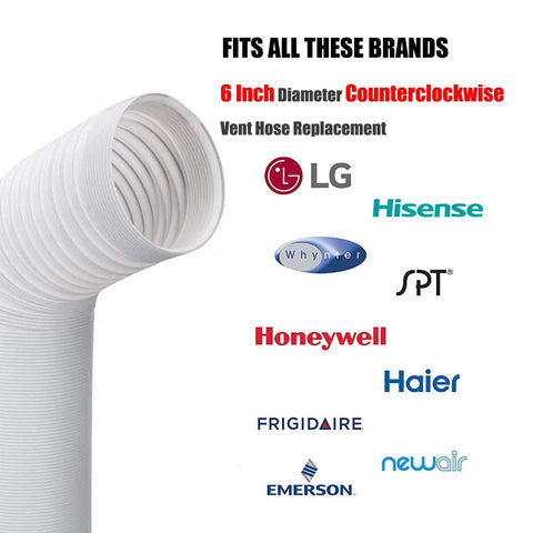Universal AC Exhaust Hose For Portable Air Conditioners 5.9 Inch Diameter With Anti Clockwise Thread Flexible 80 Inch Length