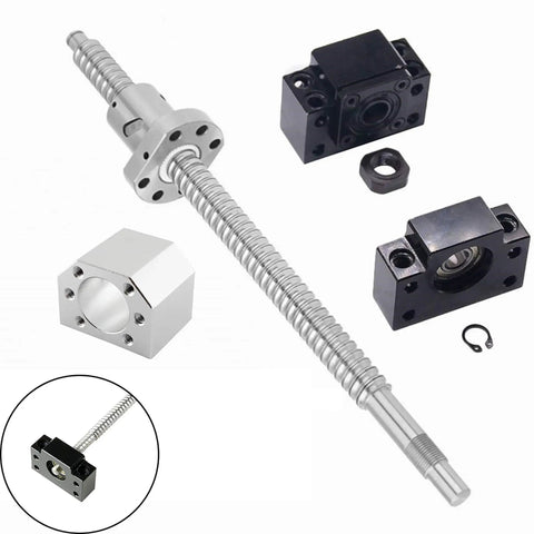 250mm SFU1605 Ballscrew Set With BK12 And BF12 And DSG16H Nut Housing For DIY CNC Router, High Stiffness, Precise Positioning