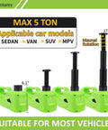 Electric Car Jack 5 Ton 12V Hydraulic Lift With LED Light And Built In Safety Hammer Lifting Range 6.1 To 17.7 Inches Heavy Duty Build