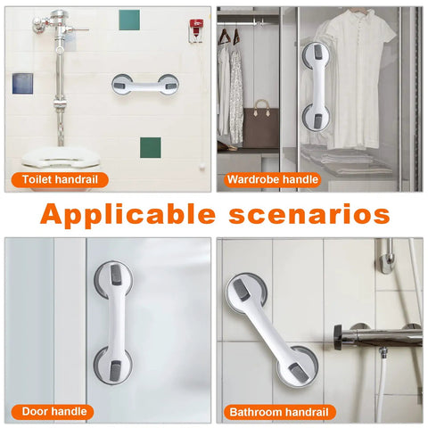 2 Pack 12 Inch Shower Grab Bars With Strong Suction Cups, Non Slip Bath Safety Handles For Bathtubs And Showers, Great For Elderly