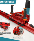 Electric Orbital Angle Grinder Tile Cutter For Large Ceramic Porcelain Tiles Up To 124 Inches With Pro Grade Precision And A Smooth Cut Every Time Ideal For Contractors And DIY Pros, red metal rail and 8 rollers