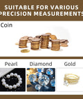 Digital Coin Scale With 0.01g Precision And 200g Capacity, ideal for measuring coins, pearls, diamonds, and gold jewelry.