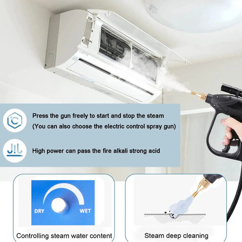 Sddpulse Handheld Steam Cleaner High Temp Portable for deep cleaning air conditioning units, showcasing steam control and flexible nozzle.