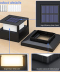Six Pack Solar Post Lights For Wooden Posts And Fences, No Fuss 20 Lumen Warm White LED, showing solar panel and LED details