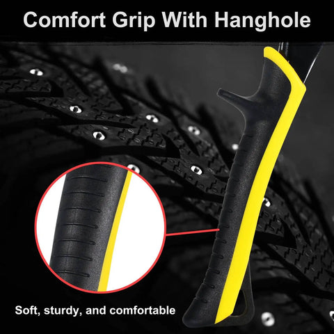 Close-up of comfort grip handle with hanghole on Aviation Tin Snips 3-Piece Go-To Pro-Grade Set for heavy-duty tin cutting.