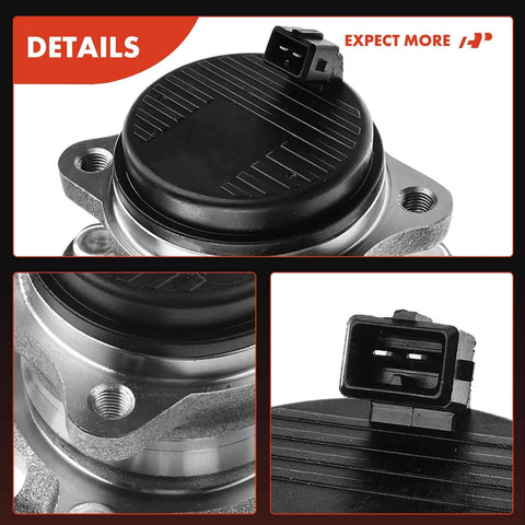 Close-up of Two Pack Rear Wheel Bearing And Hub Assembly With ABS For Hyundai And Kia 5-Lug, showing connector details