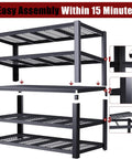 Beefy Five Shelf Garage Shelving Unit Heavy Duty Metal Storage Rack 72 Inches High 62 Inches Wide 24 Inches Deep Total Weight Capacity 3050 Lbs Adjustable Shelves Perfect For Basement Warehouse Or Workshop, assembly guide image