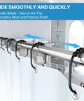 12 Pack Wide Shower Curtain Hooks, Rustproof Stainless Steel Heavy Duty Curtain Rings with Smooth Glide Rollers on rod