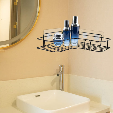 Corner shelf with Two Pack Transparent Shower Caddy Adhesive Pads For Replacement No Drilling Strong Wall Mount Sticky Pads in bathroom