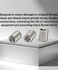 Heavy Duty 10 Piece Metric M8 1.25 Thread Repair Insert Kit 304 Stainless Steel Helical Coil Sleeves on a silver surface.