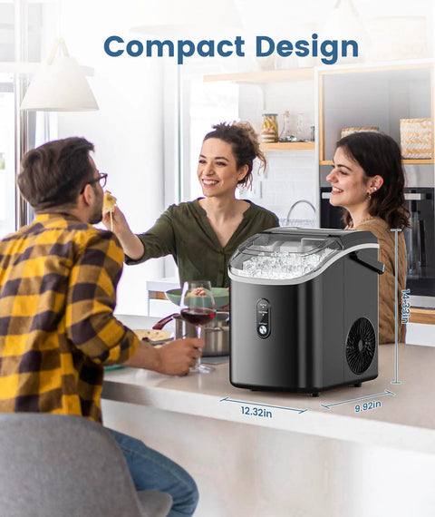 Countertop Nugget Ice Maker With Soft Chewable Pebble Ice 34 Lbs Per Day Self Cleaning One Button Operation Pellet Ice Maker