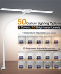 LED Clamp Desk Lamp With Gooseneck, Eye Care Desk Light For Home Office, Remote Control, showing color temperature settings.