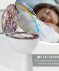 Toilet Seat Elongated Quiet Close for Bathroom Use with slow close feature, unique design, and fits most standard toilets.
