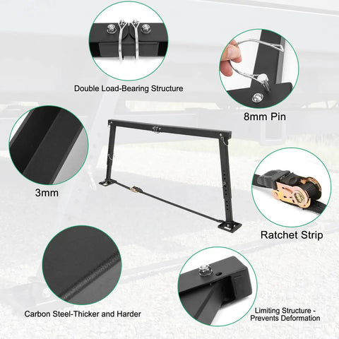 Heavy Duty RV Stabilizer That Fixes Rocking And Wobble Easy Install Steady Your Camper On Any Surface Adjustable 18.5 To 28 Inch Height With 10 Levels Universal RV Trailer Camper Stabilizer Accessory with 8mm pin and ratchet strip details