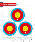3 Spot Archery Target Paper Set With Pins, New LAS Version, featuring bright concentric rings, ideal for backyard practice and training.