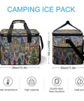 Insulated Picnic Backpack Tote Bag 30L Large Capacity Go To Cooler For Beach Camping And BBQ Keeps Food Fresh And Drinks Cold With Aluminum Foil Lining Waterproof Leakproof Portable Lunch Box Christmas Themed Town Style.